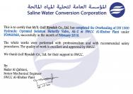 Appreciation Certificate - SWCC Valve Overhauling Job